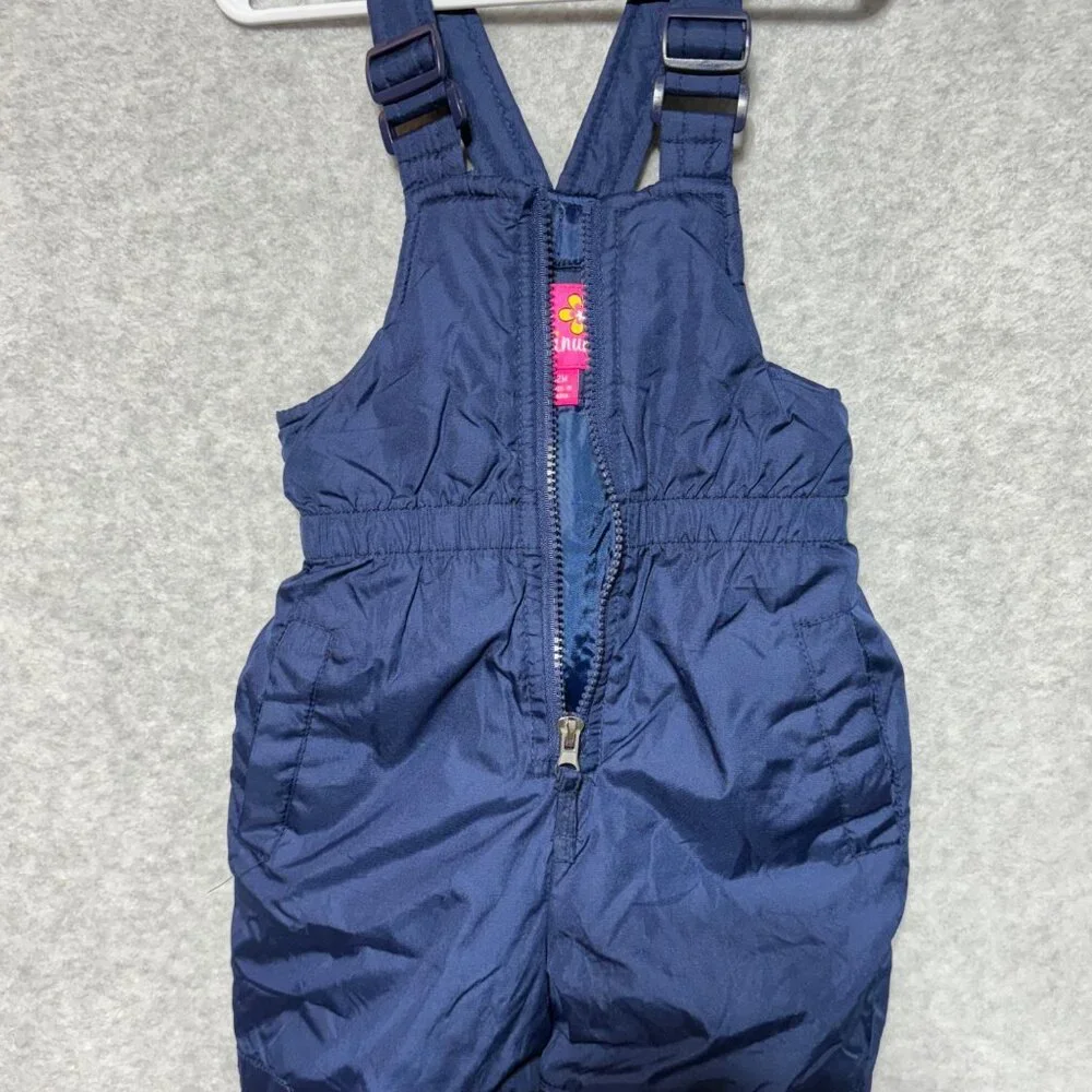 Pink Platinum Snow Bibs Infant Toddler Girls Size 12M Blue